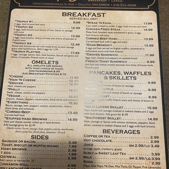 Trophy Cafe - Menu 8/3/24 - Cafes Near Me - Duluth, Minnesota