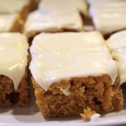 Beth’s Bakery - Pumpkin sheet cake with cream cheese frosting