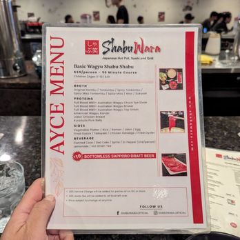 Shabu Wara - Basic AYCE Menu $69pp - Asian Fusion Near Me - Chino, California Shabu Wara - Basic AYCE Menu $69pp - Asian Fusion Near Me - Chino, California