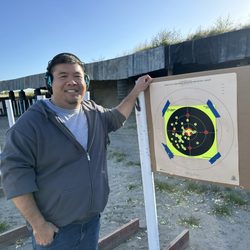 The British Marksman - My grouping at 15 yards after my session with Anthony