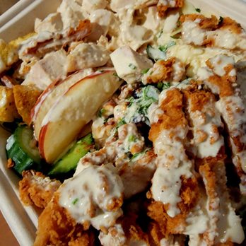 MIXT - DESIGN YOUR OWN SALAD. Crispy & grill chicken, cucumbers, eggs, apples, dried cranberries, herbs, garlic croutons, caesar dressing - Salad Near Me - San Francisco, California