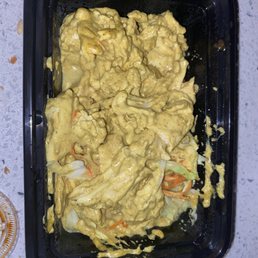This is supposed to be chicken satay. I thought someone vomited .