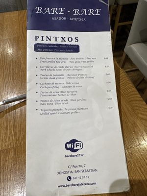 Menu photo 3 Bare Bare Donostia, SS
