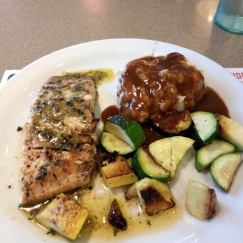 Denny's - Had a craving originally for breakfast but choose eating the Alaskan Salmon dinner with 2 sides - Diners Near Me - Willowbrook, Illinois