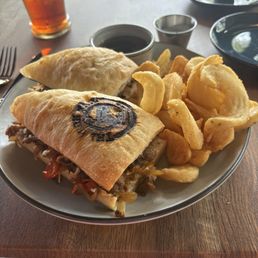 Steak sandwich with house fries Steak sandwich with house fries