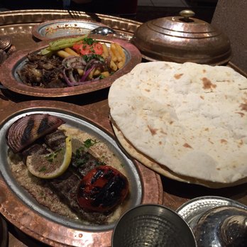 Sheesh Restaurant - Ali Nazik kebap and beef doner plate served with freshly baked lavash read. - Turkish Near Me - Saint Louis, Missouri Sheesh Restaurant - Ali Nazik kebap and beef doner plate served with freshly baked lavash read. - Turkish Near Me - Saint Louis, Missouri