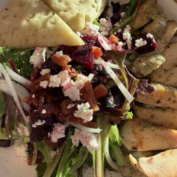 Monkeypod Kitchen - Beet and goat cheese salad with added chicken for an up charge - New American Near Me - Lahaina, Hawaii Monkeypod Kitchen - Beet and goat cheese salad with added chicken for an up charge - New American Near Me - Lahaina, Hawaii