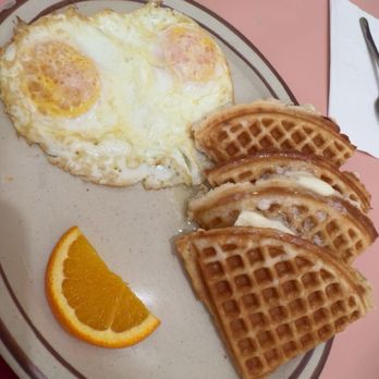 Sunrise Cafe - Waffles Combo w/o bacon (I'm pescatarian) - American Near Me - Soquel, California Sunrise Cafe - Waffles Combo w/o bacon (I'm pescatarian) - American Near Me - Soquel, California
