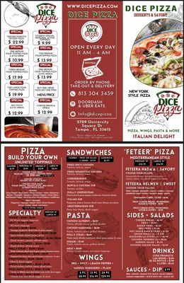 Menu photo 2 Dice Pizza Tampa, FL