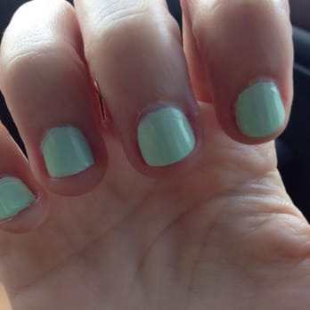 Nails First - It's hard to capture but you can see on the pinky pretty well where the second coat begins. It's like that on every nail. - Nail Salons Near Me - Gainesville, Florida Nails First - It's hard to capture but you can see on the pinky pretty well where the second coat begins. It's like that on every nail. - Nail Salons Near Me - Gainesville, Florida