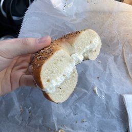 everything bagel w/ cream cheese everything bagel w/ cream cheese