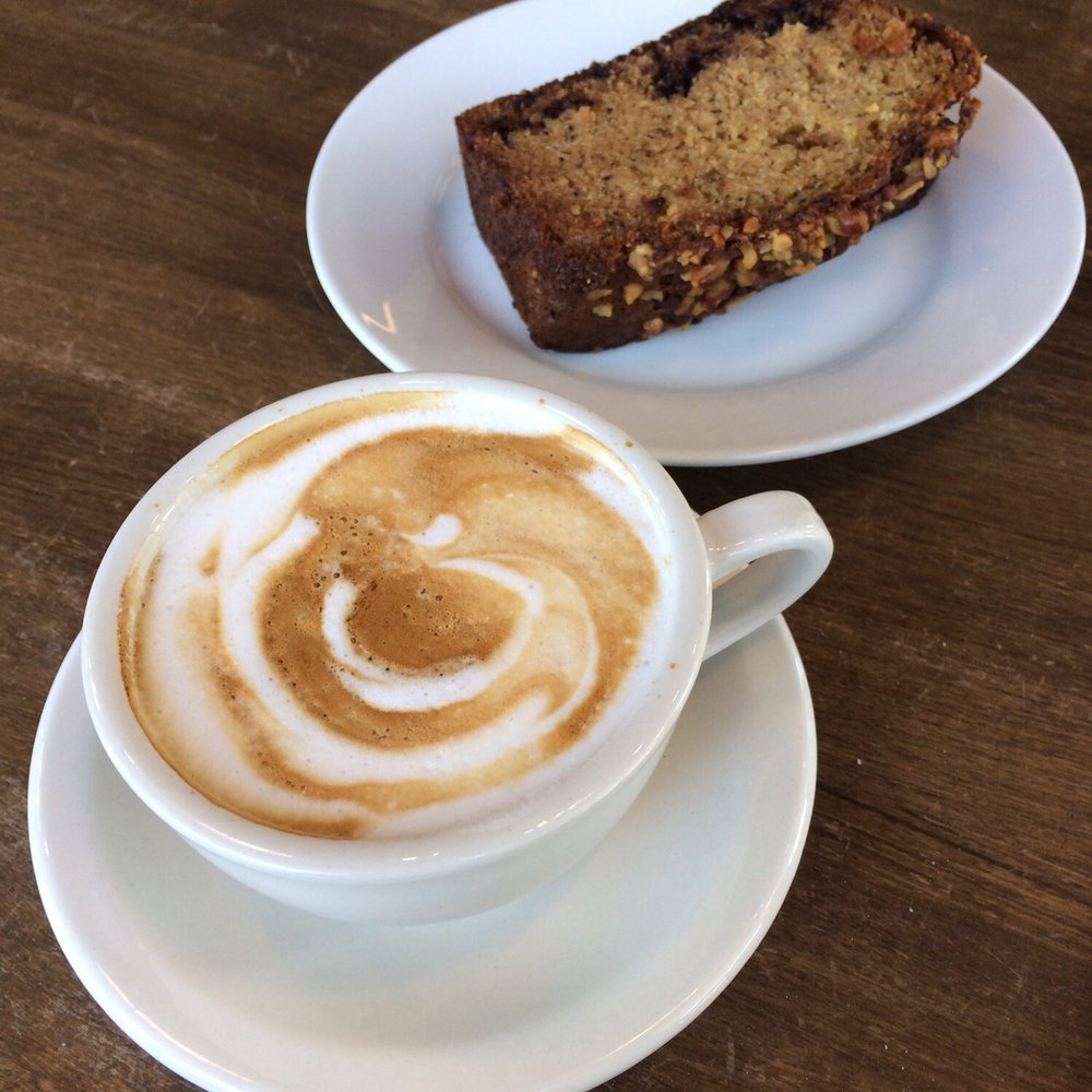 Flat white and chocolate chip banana walnut bread