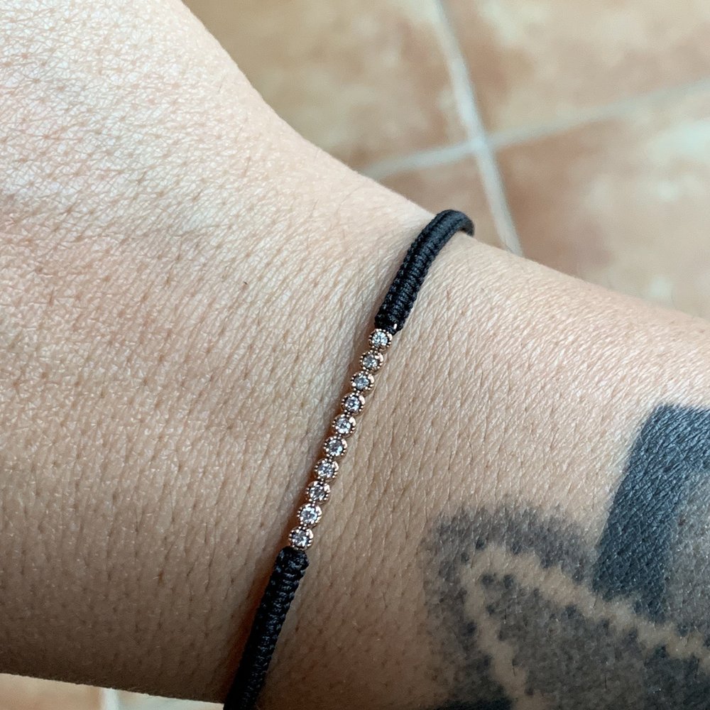 Kelly's Diamonds by Design - Once the halo on my earrings, now beautiful macrame RG diamond bar - Jewelry Near Me Kelly's Diamonds by Design - Once the halo on my earrings, now beautiful macrame RG diamond bar - Jewelry Near Me