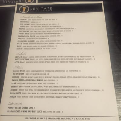 Menu photo 8 Levitate Gastropub Issaquah, WA