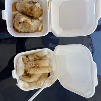 Ding Ho Restaurant - Penn fried dumplings in Hong Kong rolled flat rice noodles with peanut sauce, soy sauce, and sesame seeds - Chinese Near Me - Boston, Massachusetts