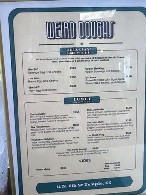 Menu photo 1 Weird Doughs Temple, TX