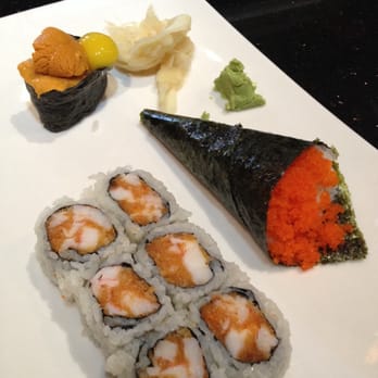 Fujiyama Mama - Masago hand roll, Uni with quail egg, and spicy shrimp roll - Japanese Near Me - Westfield, New Jersey Fujiyama Mama - Masago hand roll, Uni with quail egg, and spicy shrimp roll - Japanese Near Me - Westfield, New Jersey