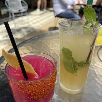 La Lucha - Moscow mule and a margarita with tajin. - Seafood Near Me - Houston, Texas La Lucha - Moscow mule and a margarita with tajin. - Seafood Near Me - Houston, Texas