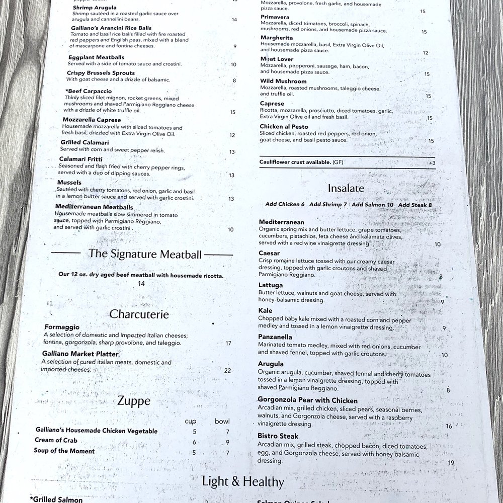 Galliano - Food Menu - Wine Bars Near Me - Fulton, Maryland