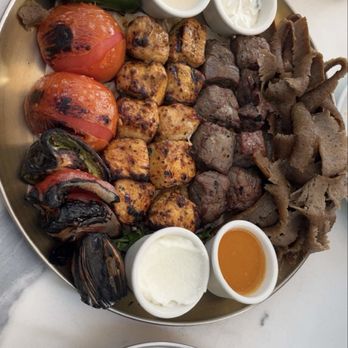 Ammatoli - Family feast with ribeye chicken and gyro - Mediterranean Near Me - Long Beach, California