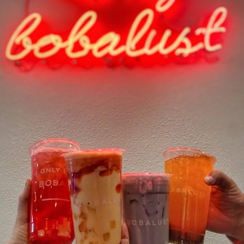 BobaLust Tea House - IG:@eats_hh Electric Sky, cuddles on the beach, Taro milk tea, and passionate mango - Bubble Tea Near Me - Tukwila, Washington