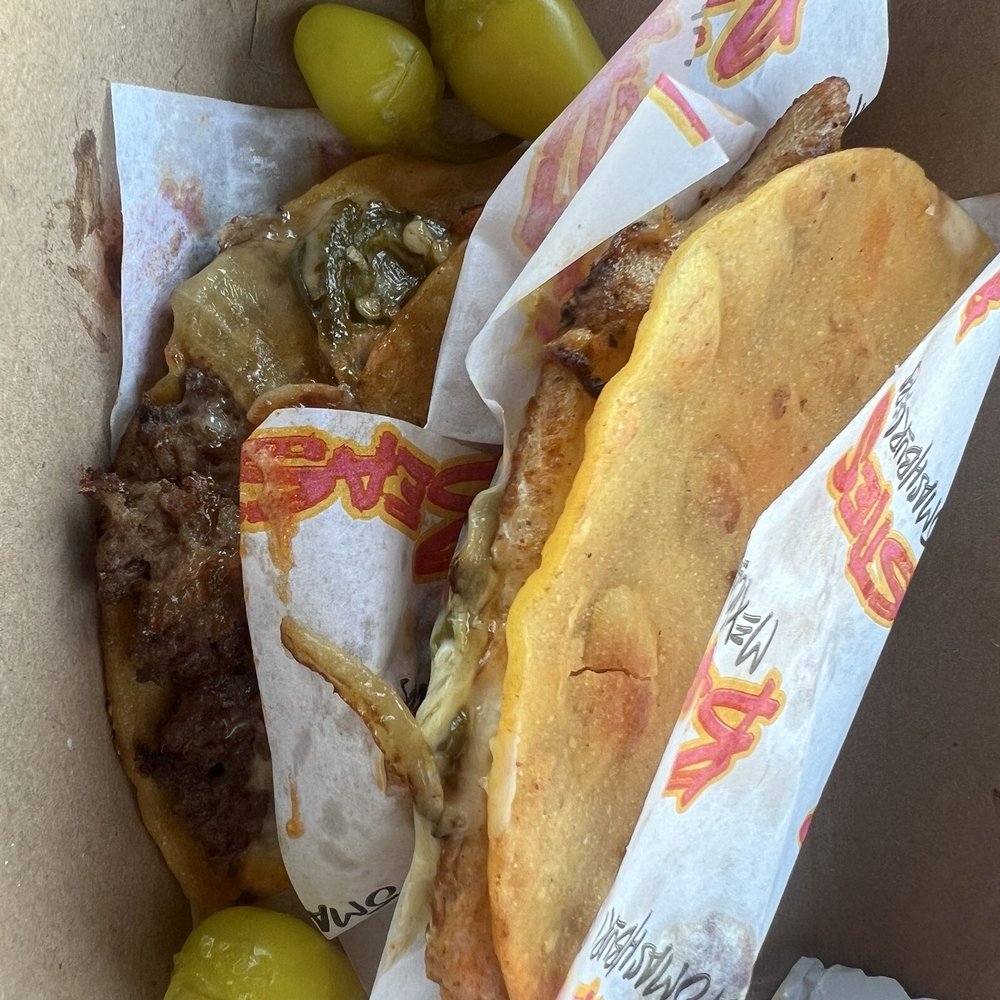 Beasties - Traded a chicken taco w/ my bud. We can only choose 1 type of meat -- beef or chicken. Thing sticking out is the cheese lol. - Mexican Near Me - Long Beach, California Beasties - Traded a chicken taco w/ my bud. We can only choose 1 type of meat -- beef or chicken. Thing sticking out is the cheese lol. - Mexican Near Me - Long Beach, California