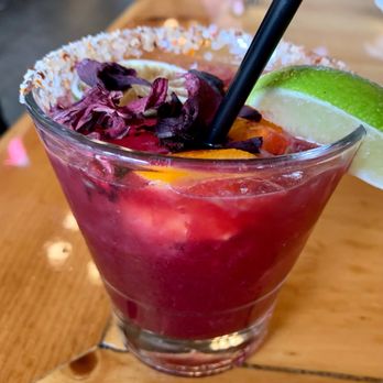 Agave | Mexican Restaurant & Tequila Bar - Pomogranette margaritas w hibiscus petals - heavenly w/o going to heaven - Mexican Near Me - Healdsburg, California