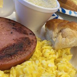 Breakfast Shoppe - Yummy fried bologna breakfast w eggs and grits!