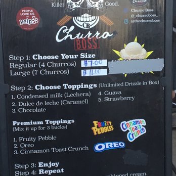 Churro Boss - Menu 07/2017 - Desserts Near Me - Covina, California Churro Boss - Menu 07/2017 - Desserts Near Me - Covina, California