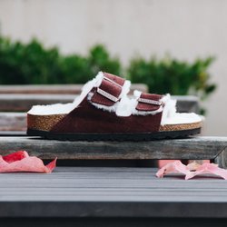 On The Edge - Birkenstock Arizona Suede Leather Shearling