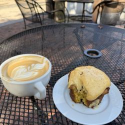 Brothers Cortado - Latte and pumpkin cream cinnamon bun , perfect for a beautiful autumn Saturday morning after the farmers  market with my honey