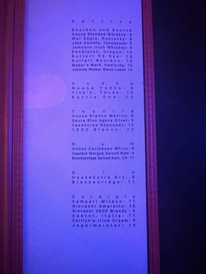 Menu photo 4 Bar Red Denver, CO