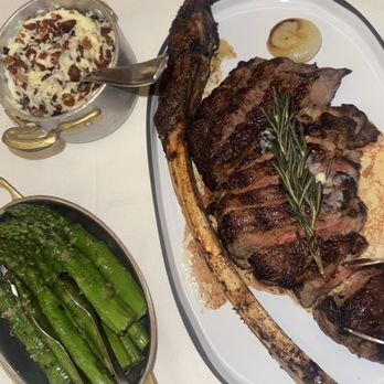 Cielo - Tomahawk, side of asparagus and mashed potato - Seafood Near Me - Cabazon, California