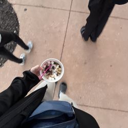 Menchie's - Frozen yogurt with marshmallows,cheesecake bites,chocolate turtles,cookie dough bites,chocolate sprinkles