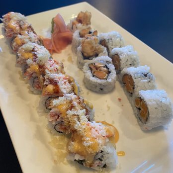 Naree Kitchen - Crab Crunch Roll & Fried Sweet Potato Roll (without sweet chili sauce). - Sushi Bars Near Me - Kansas City, Kansas Naree Kitchen - Crab Crunch Roll & Fried Sweet Potato Roll (without sweet chili sauce). - Sushi Bars Near Me - Kansas City, Kansas