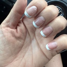 French manicure with regular polish (non-gel). Kathy did great! French manicure with regular polish (non-gel). Kathy did great!