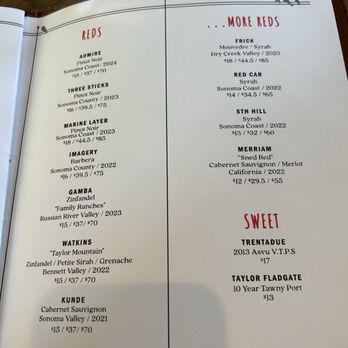 Bird & The Bottle - Red wine menu - Bars Near Me - Santa Rosa, California Bird & The Bottle - Red wine menu - Bars Near Me - Santa Rosa, California