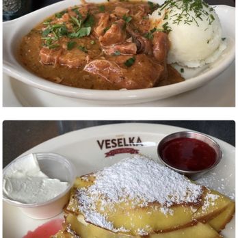 Veselka - Veal Goulash with Mashed Potatoes and their Award-Winning Ukrainian-Style Crepes (to die for) - Ukrainian Near Me - New York, New York Veselka - Veal Goulash with Mashed Potatoes and their Award-Winning Ukrainian-Style Crepes (to die for) - Ukrainian Near Me - New York, New York