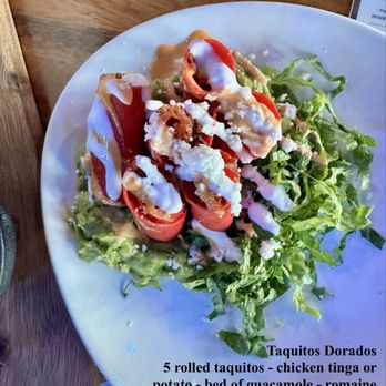 Kulturas - Taquitos dorados with chicken tinga - Mexican Near Me - Temecula, California Kulturas - Taquitos dorados with chicken tinga - Mexican Near Me - Temecula, California