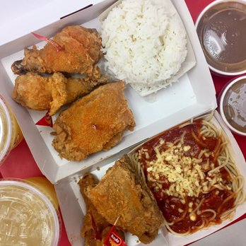 Jollibee - 2 Piece Spicy Chickenjoy with Spaghetti Combo & 3 Piece Spicy Chickenjoy with Rice Combo. - Fast Food Near Me - Daly City, California