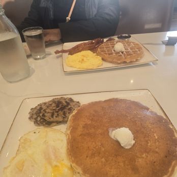 First Watch - Trifecta with a waffle at the top of the pic and pancake at the bottom of the pic. - Breakfast & Brunch Near Me - Germantown, Tennessee