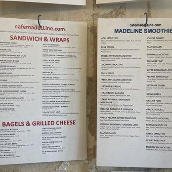 Cafe Madeline - Menu as of 5/2023 - Breakfast & Brunch Near Me - Brooklyn, New York
