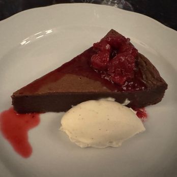 THE VERMILLION ROOM - Chocolate Flourless Cake - French Near Me - Banff, Alberta THE VERMILLION ROOM - Chocolate Flourless Cake - French Near Me - Banff, Alberta