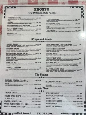 Menu photo 2 Frosto Crowley, LA Menu photo 2 Frosto Crowley, LA