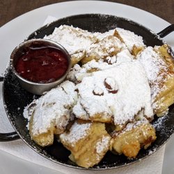 Heindl's Schmarren & Palatschinkenkuchl - 05/31/23 Viennese Kaiserschmarren - Shredded Pancakes, Powdered Sugar, Stewed Plums
