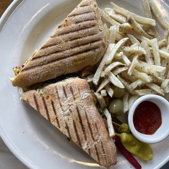 The Olive Restobar - Grilled Chicken Panini my husband's favorite hot sandwich - Mediterranean Near Me - Downey, California