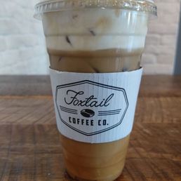 Ice Lavender Honeycomb Latte made with almond milk