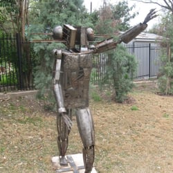 Twin Oaks Branch- Austin Public Library - The Tin Man out back.