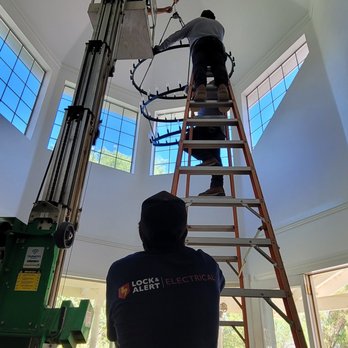 Lock And Alert Electrical - Yo!! Now that's how you install a chandelier!! - Electricians Near Me - Temecula, California Lock And Alert Electrical - Yo!! Now that's how you install a chandelier!! - Electricians Near Me - Temecula, California