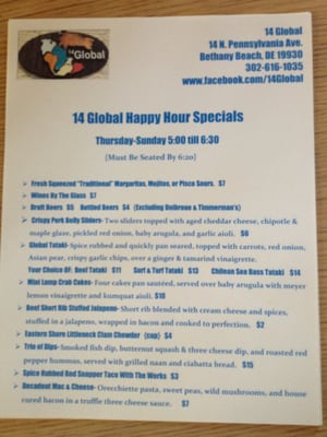 Menu photo 8 14 Global Bethany Beach, DE